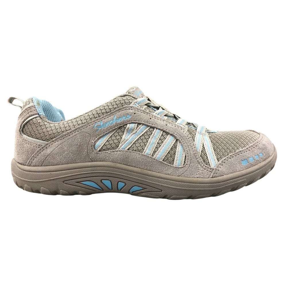 Skechers Women's Size 7.5 Reggae Fest Relaxed Brown Blue Leather Sneakers 49139